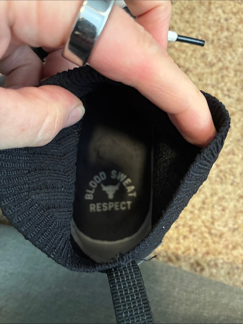 Under Armour Project Rock 1 Men's Size 12 Black White Training Shoes Sneakers - Picture 4 of 5